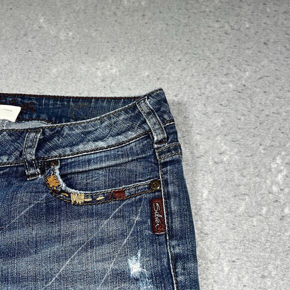 Silver Jeans Womens 29 Boot Cut Low Rise Dark Wash Denim Stretch Inseam 33 in - Picture 3 of 16